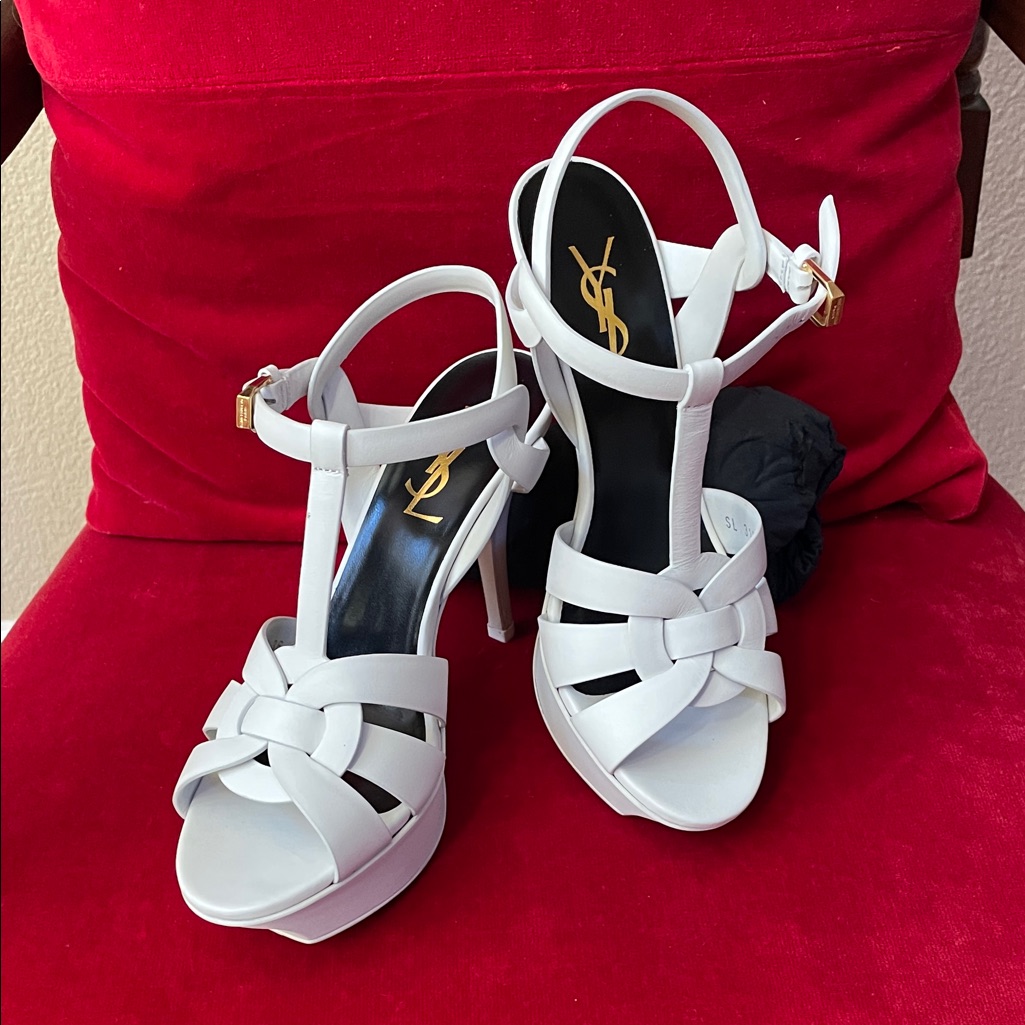 Brand New Ysl Tribute 75 White Heels